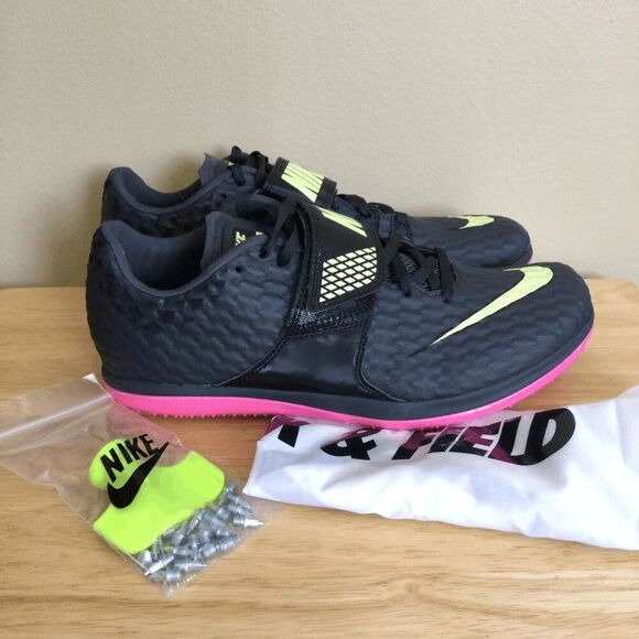 Nike High Jump Elite Track Field Jumping Spikes Black Pink 806561-003 Men's 9.5 - Picture 1 of 7